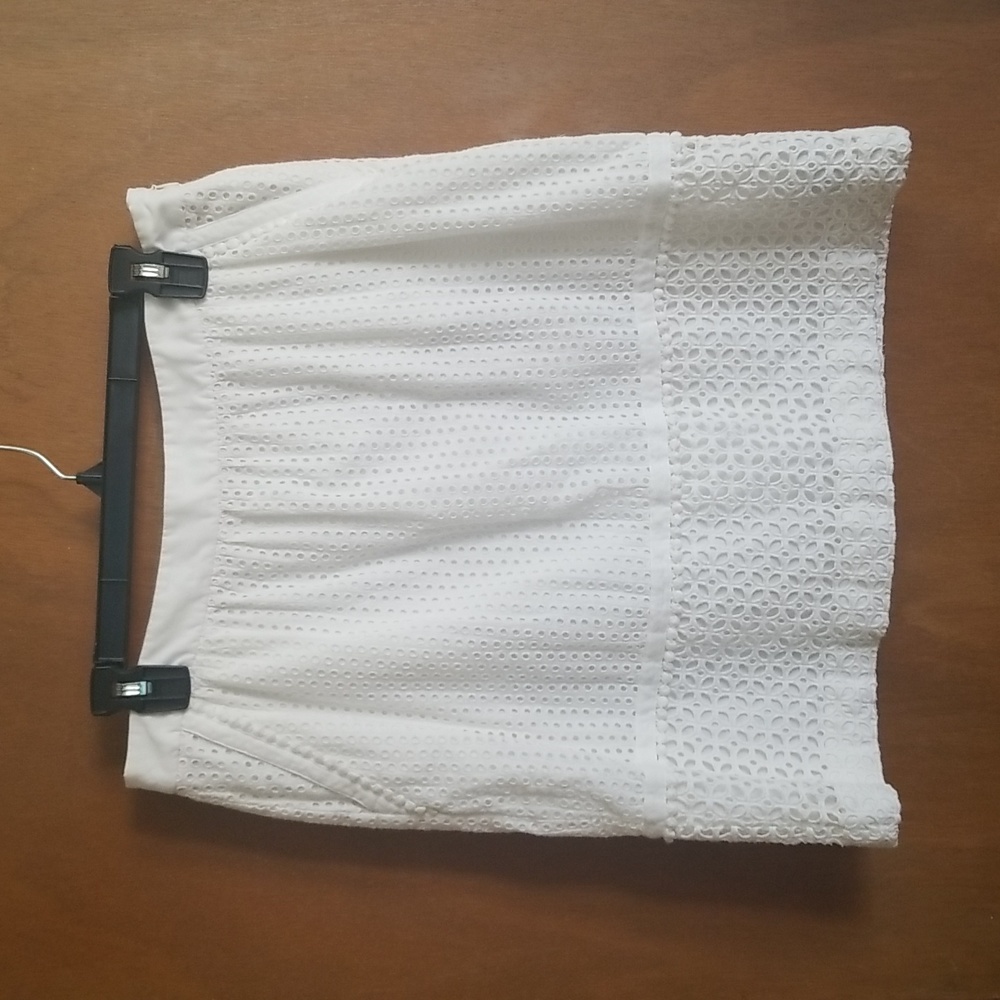 Boden White Cotton Eylet Skirt sz 10